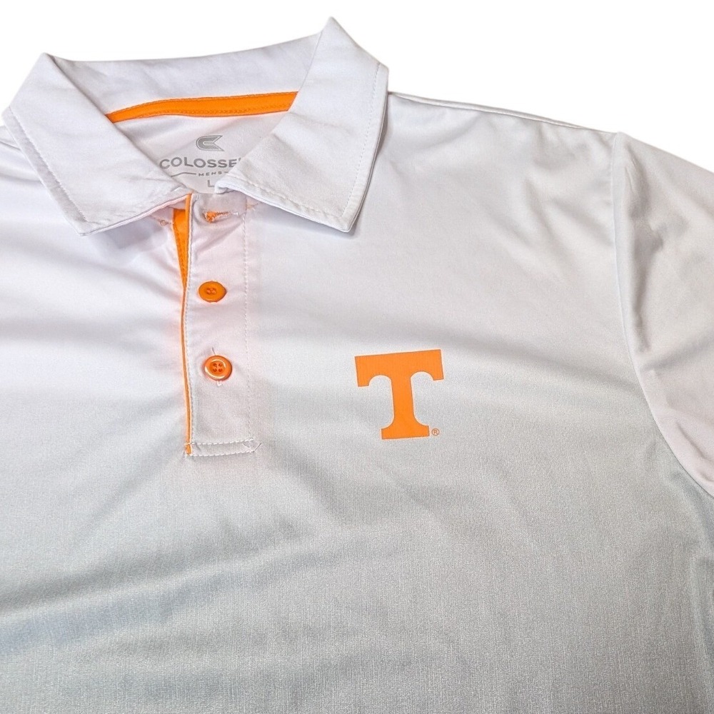 Colosseum Tennessee Volunteers Mens Large Ombre Polo Shirt White Gray Black NCAA